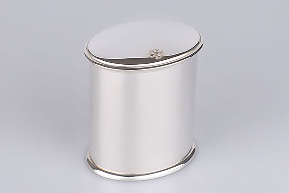 Sillem's Dose Oval Hhe 8cm versilbert